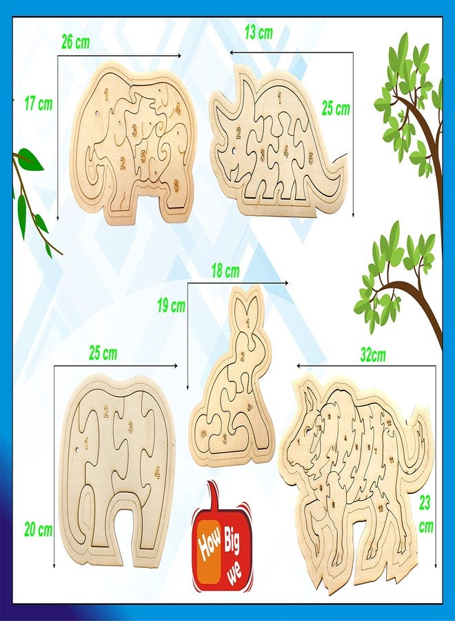 ستيبس تو دو مجموعة ألغاز تركيب الصور الخشبية من StepsToDo، تتكون من 5 قطع. مجموعة ألغاز حيوانات قابلة للتلوين، مناسبة للتعليم المبكر والتعليم المنزلي. ألعاب تعليمية مونتيسوري (32 قطعة + 5 إطارات خشبية) بخمسة أنماط مختلفة. - Image 2